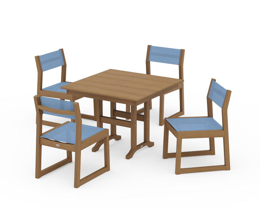 POLYWOOD® EDGE Sling Side Chair 5-Piece Farmhouse Dining Set
