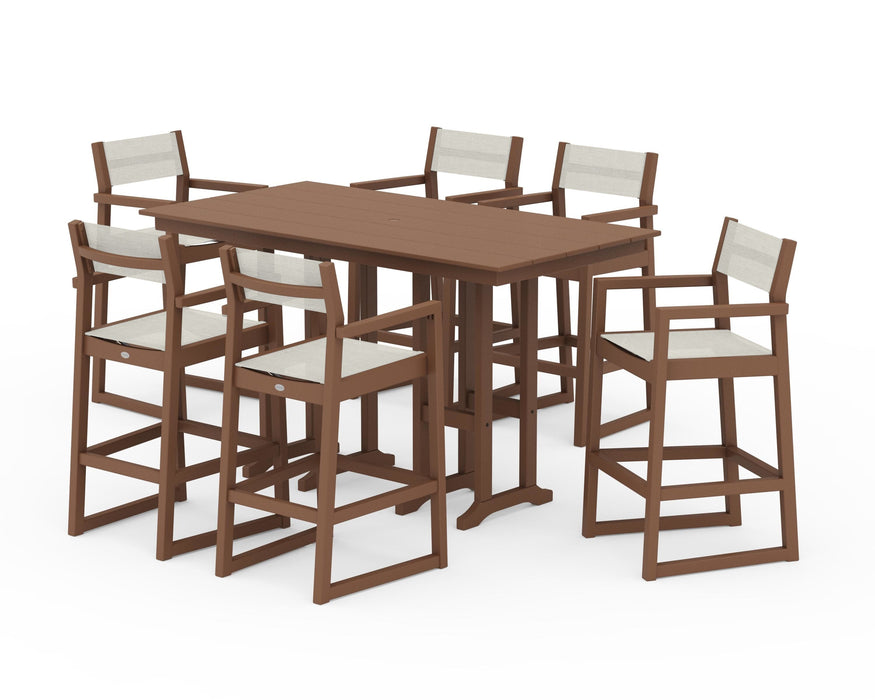 POLYWOOD® EDGE Sling Arm Chair 7-Piece Farmhouse Bar Set