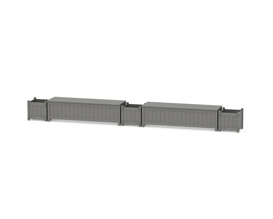 POLYWOOD® 60" Vineyard Straight Double Planter Storage Bench Set