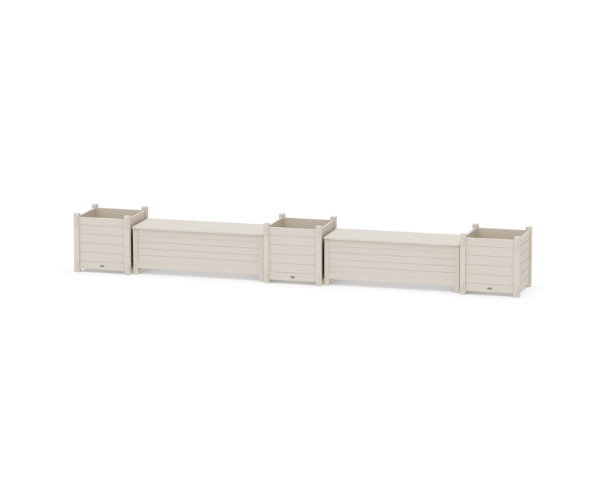 POLYWOOD® 48" Nautical Straight Double Planter Storage Bench Set- Large