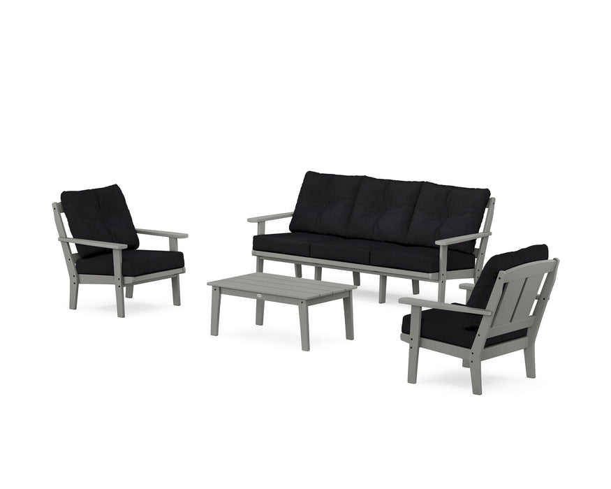 POLYWOOD Mission 4-Piece Deep Seating Set with Sofa in Slate Grey / Midnight Linen