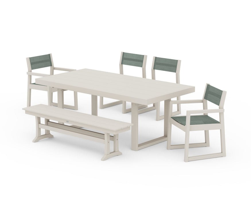 POLYWOOD® EDGE Sling 6-Piece Dining Set with Bench
