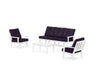 POLYWOOD Oxford 4-Piece Deep Seating Set with Sofa in White / Navy Linen