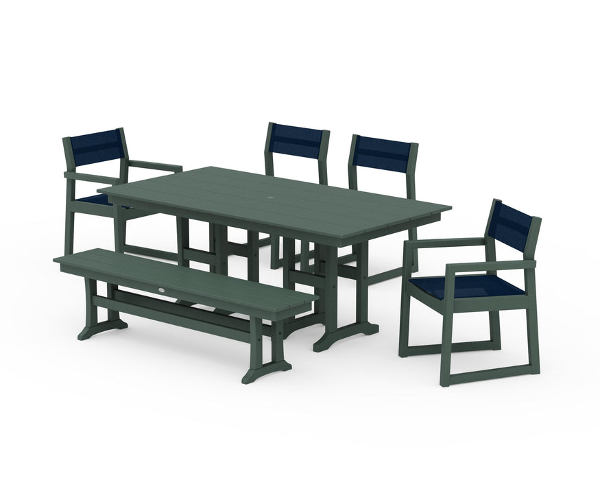 POLYWOOD® EDGE Sling 6-Piece Farmhouse Dining Set