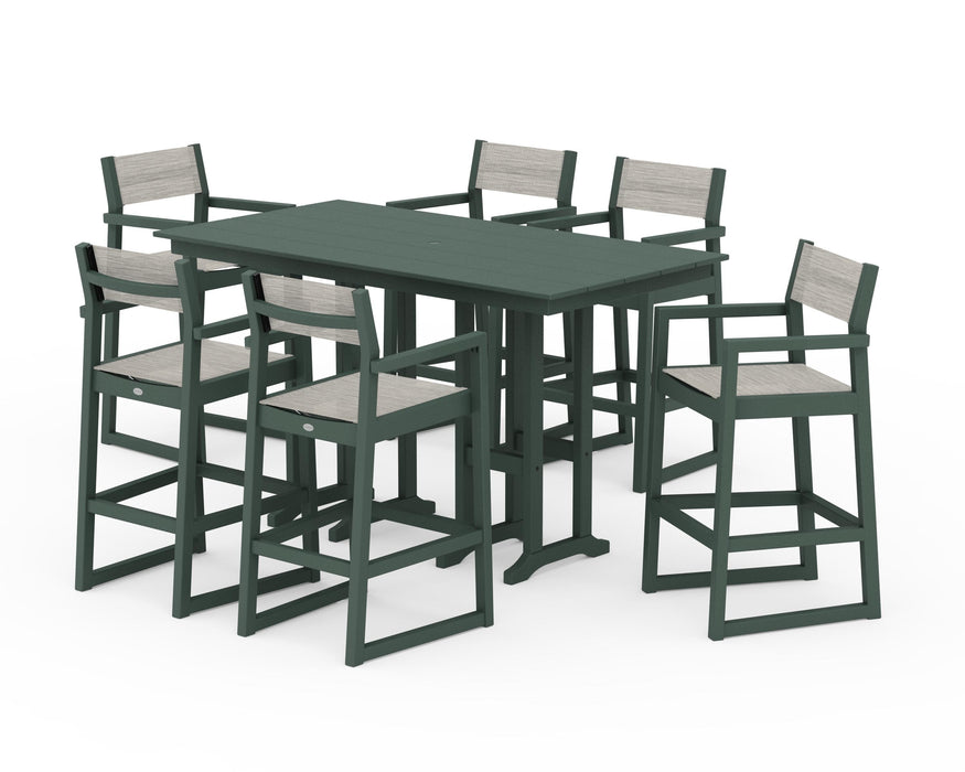 POLYWOOD® EDGE Sling Arm Chair 7-Piece Farmhouse Bar Set