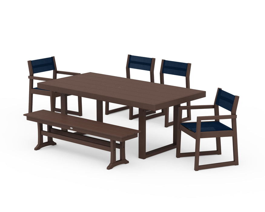 POLYWOOD® EDGE Sling 6-Piece Dining Set with Bench