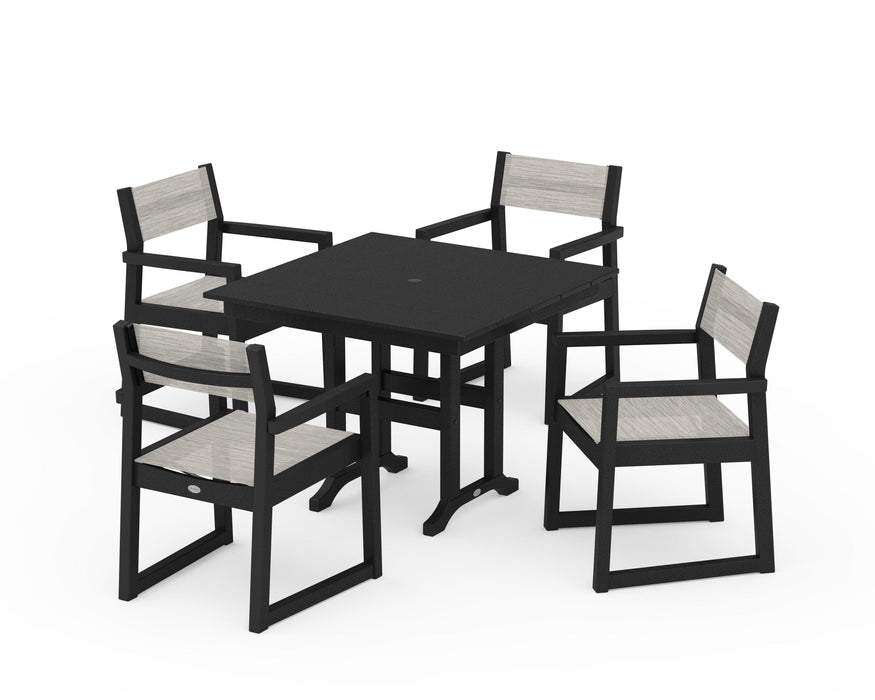 POLYWOOD® EDGE Sling Arm Chair 5-Piece Farmhouse Dining Set