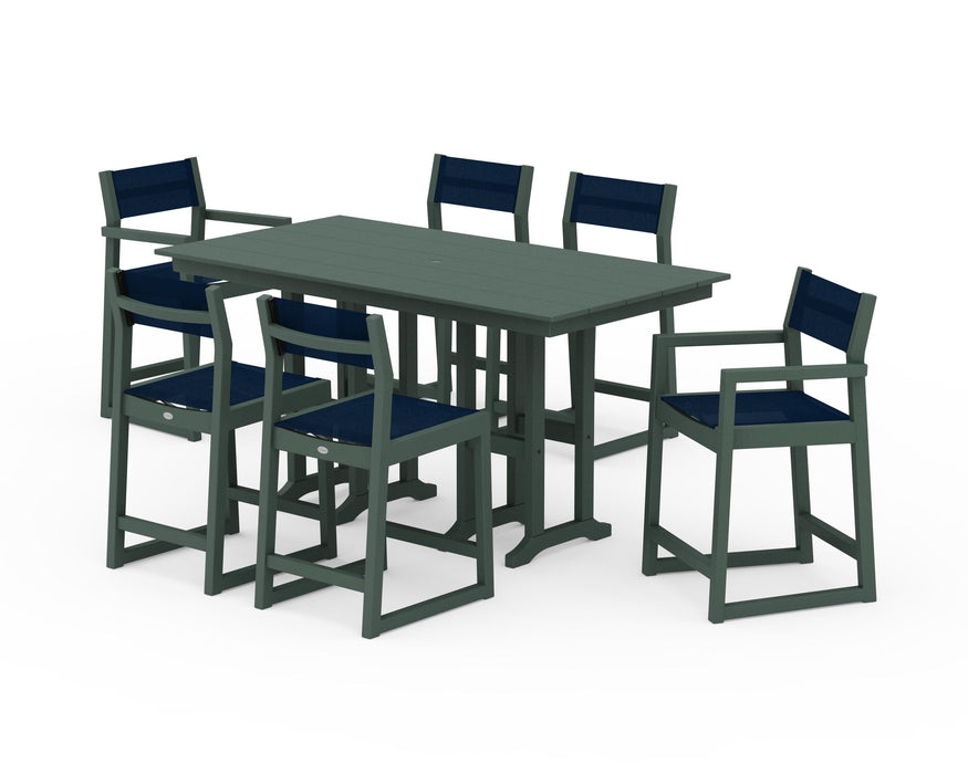 POLYWOOD® EDGE Sling 7-Piece Farmhouse Counter Set