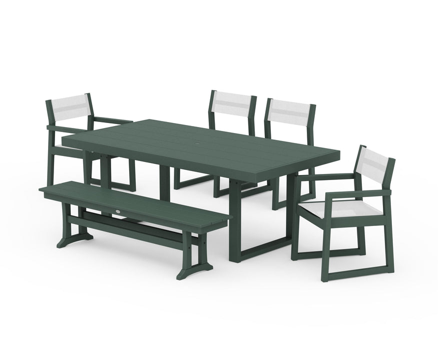 POLYWOOD® EDGE Sling 6-Piece Dining Set with Bench