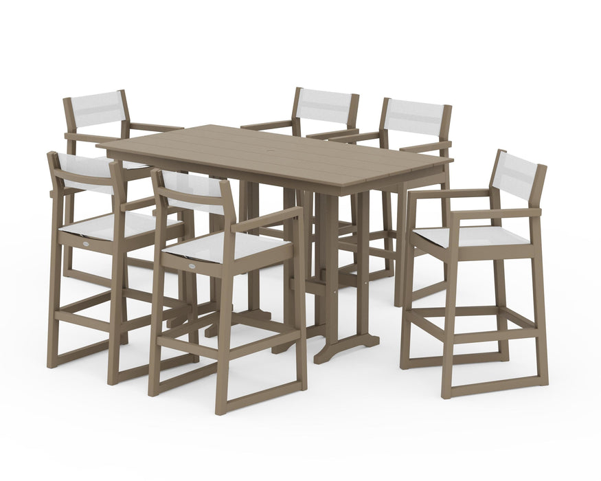 POLYWOOD® EDGE Sling Arm Chair 7-Piece Farmhouse Bar Set