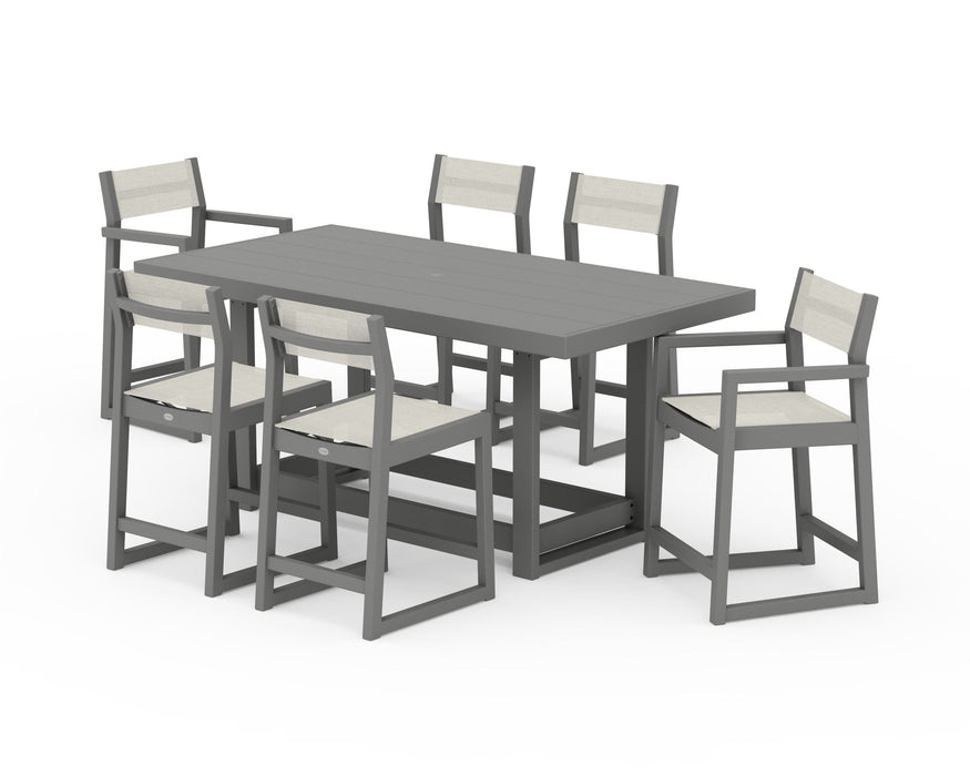 POLYWOOD® EDGE Sling 7-Piece Counter Table Set