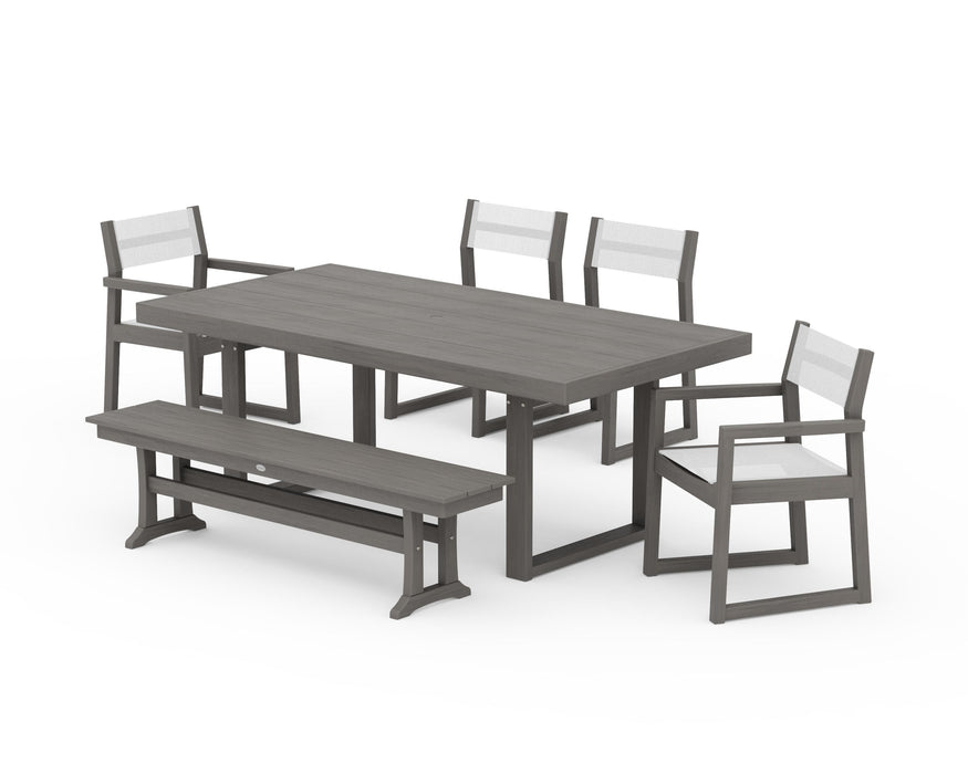 POLYWOOD® EDGE Sling 6-Piece Dining Set with Bench