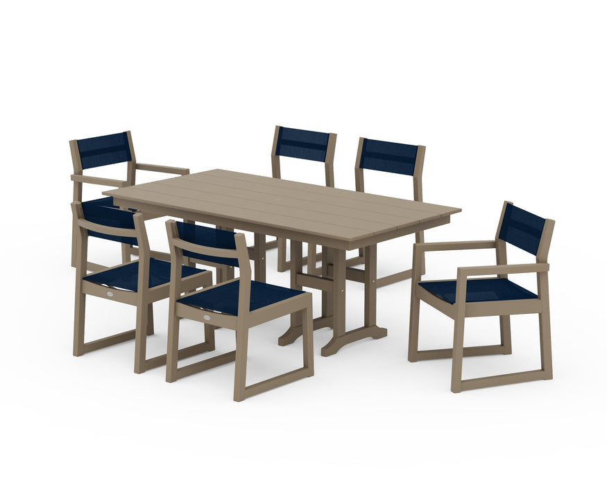 POLYWOOD® EDGE Sling 7-Piece Farmhouse Dining Set