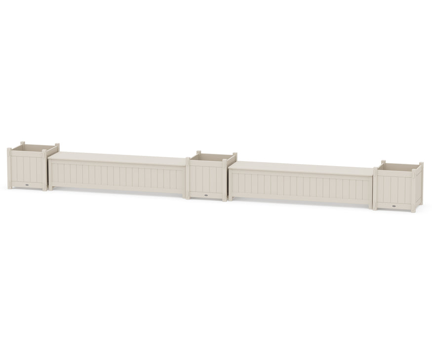 POLYWOOD® 72" Vineyard Straight Double Planter Storage Bench Set- Large