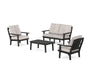 POLYWOOD Mission 4-Piece Deep Seating Set with Loveseat in Black / Dune Burlap