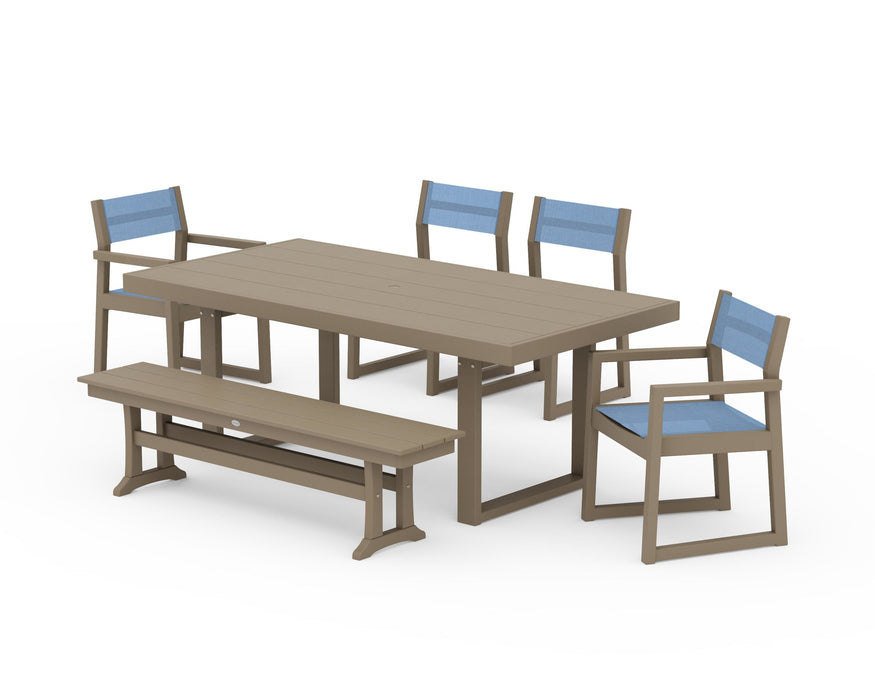 POLYWOOD® EDGE Sling 6-Piece Dining Set with Bench