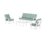 POLYWOOD Prairie 4-Piece Deep Seating Set with Sofa in White / Glacier Spa