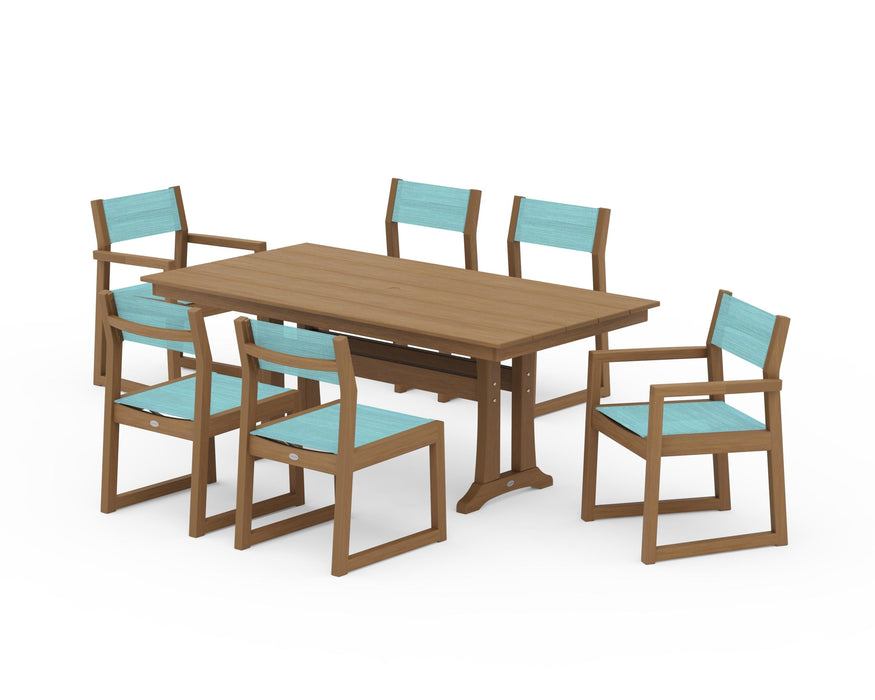 POLYWOOD® EDGE Sling 7-Piece Farmhouse Trestle Dining Set