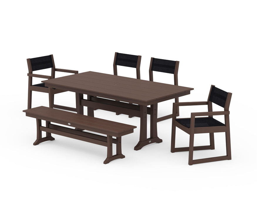 POLYWOOD® EDGE Sling 6-Piece Farmhouse Dining Set With Trestle Legs