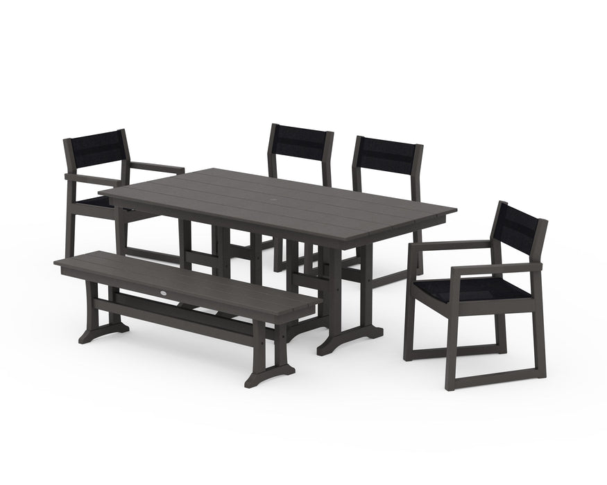 POLYWOOD® EDGE Sling 6-Piece Farmhouse Dining Set