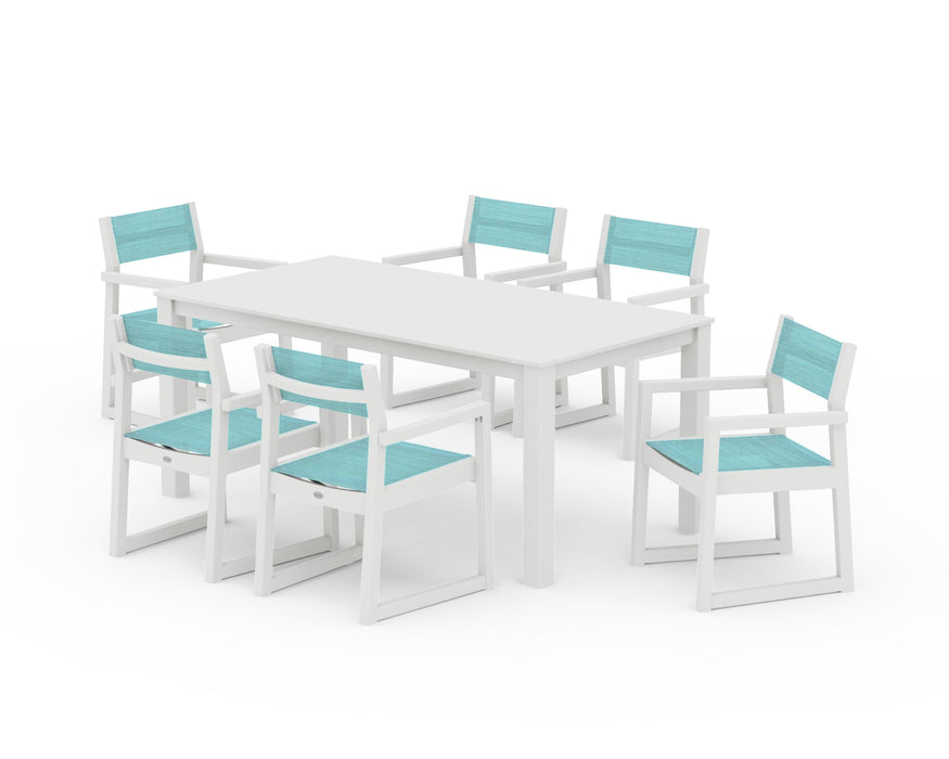 POLYWOOD® EDGE Sling Arm Chair 7-Piece Parsons Dining Set