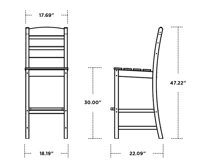 POLYWOOD Lakeside 9-Piece Bar Set with Trestle Legs