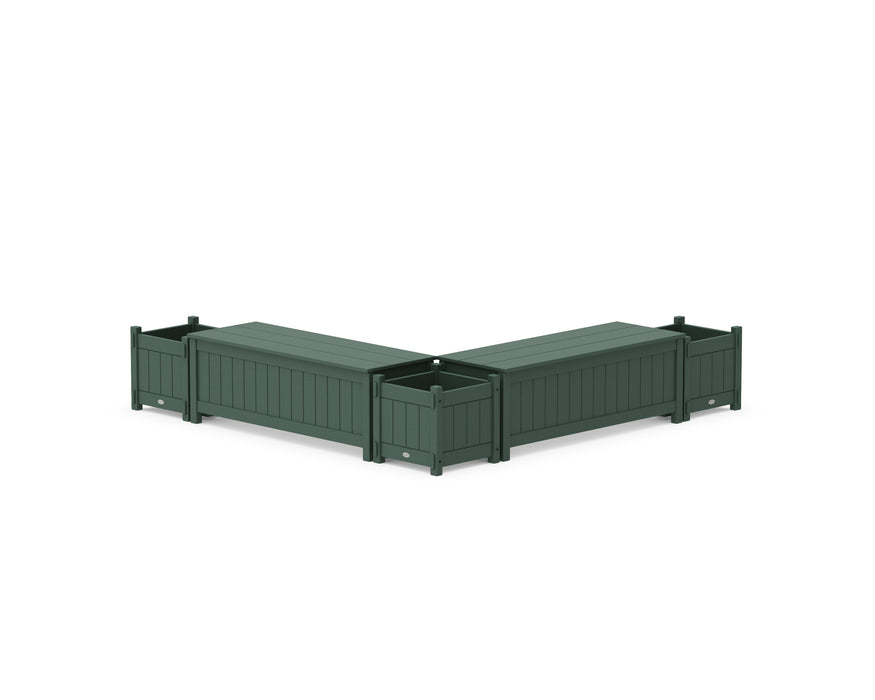 POLYWOOD® 48" Vineyard L- Shaped Planter Storage Bench Corner Set
