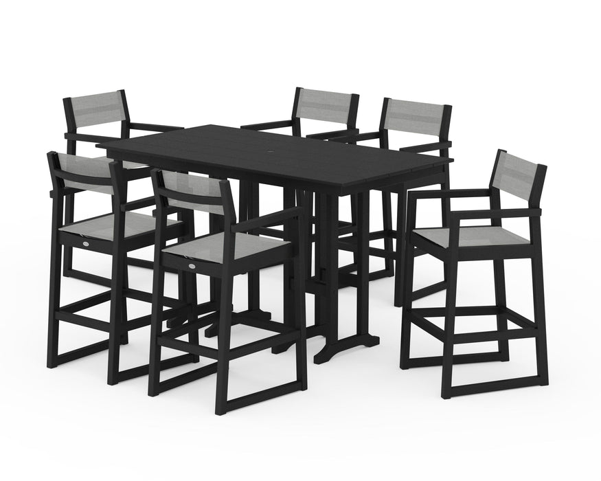 POLYWOOD® EDGE Sling Arm Chair 7-Piece Farmhouse Bar Set