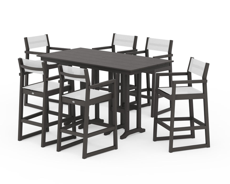 POLYWOOD® EDGE Sling Arm Chair 7-Piece Farmhouse Bar Set