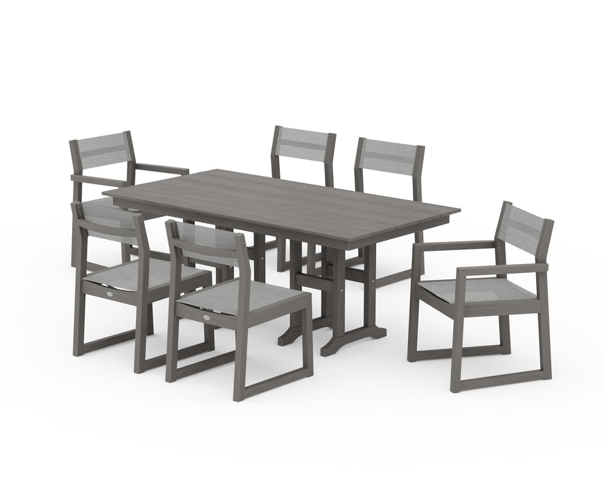 POLYWOOD® EDGE Sling 7-Piece Farmhouse Dining Set
