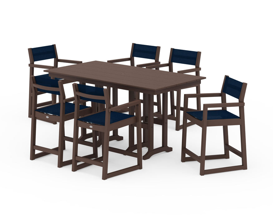 POLYWOOD® EDGE Sling Arm Chair 7-Piece Farmhouse Counter Set