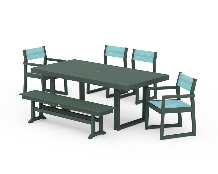 POLYWOOD® EDGE Sling 6-Piece Dining Set with Bench