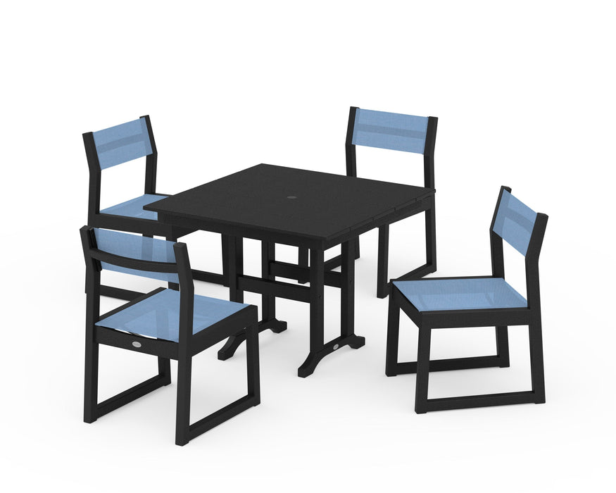 POLYWOOD® EDGE Sling Side Chair 5-Piece Farmhouse Dining Set