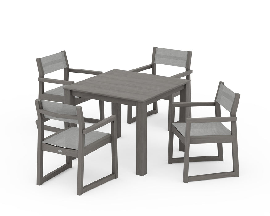 POLYWOOD® EDGE Sling Arm Chair 5-Piece Parsons Dining Set