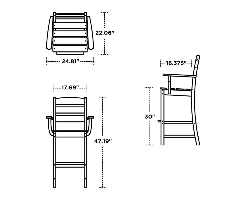 POLYWOOD Lakeside 9-Piece Bar Set with Trestle Legs