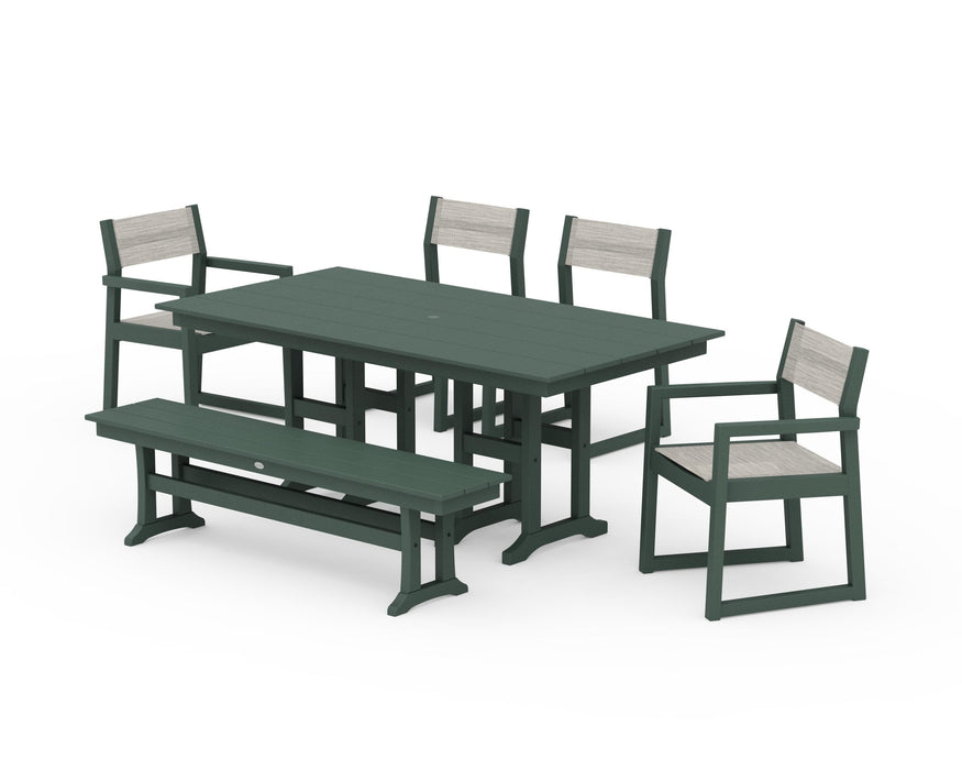 POLYWOOD® EDGE Sling 6-Piece Farmhouse Dining Set