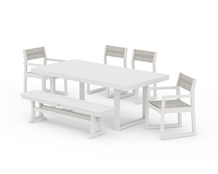 POLYWOOD® EDGE Sling 6-Piece Dining Set with Bench