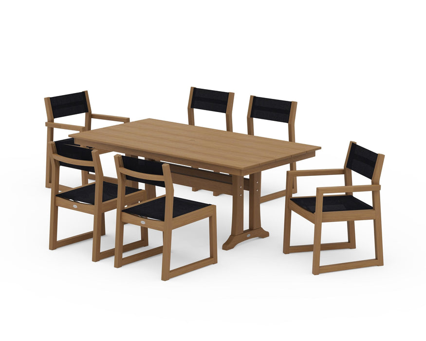 POLYWOOD® EDGE Sling 7-Piece Farmhouse Trestle Dining Set