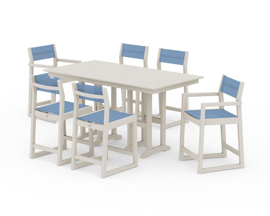 POLYWOOD® EDGE Sling 7-Piece Farmhouse Counter Set