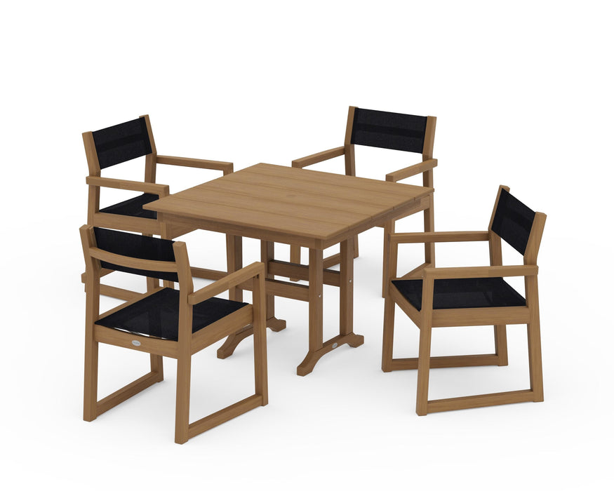 POLYWOOD® EDGE Sling Arm Chair 5-Piece Farmhouse Dining Set