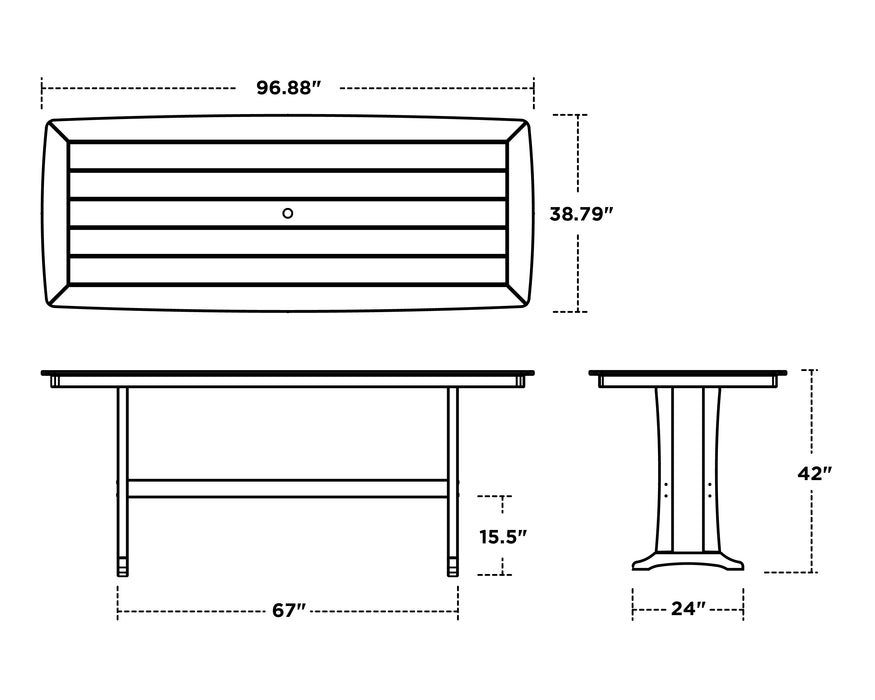 POLYWOOD Lakeside 9-Piece Bar Set with Trestle Legs