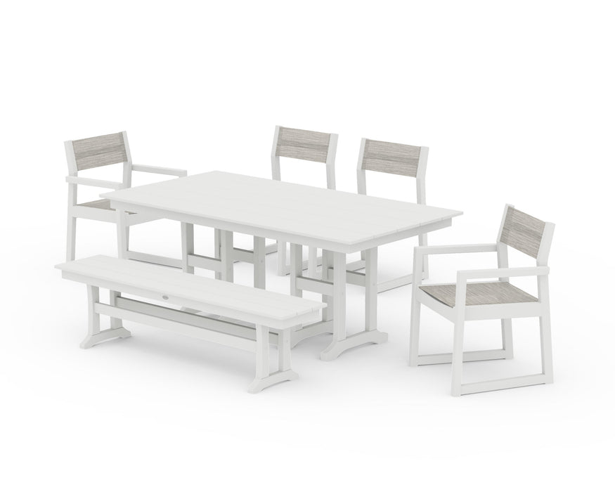 POLYWOOD® EDGE Sling 6-Piece Farmhouse Dining Set