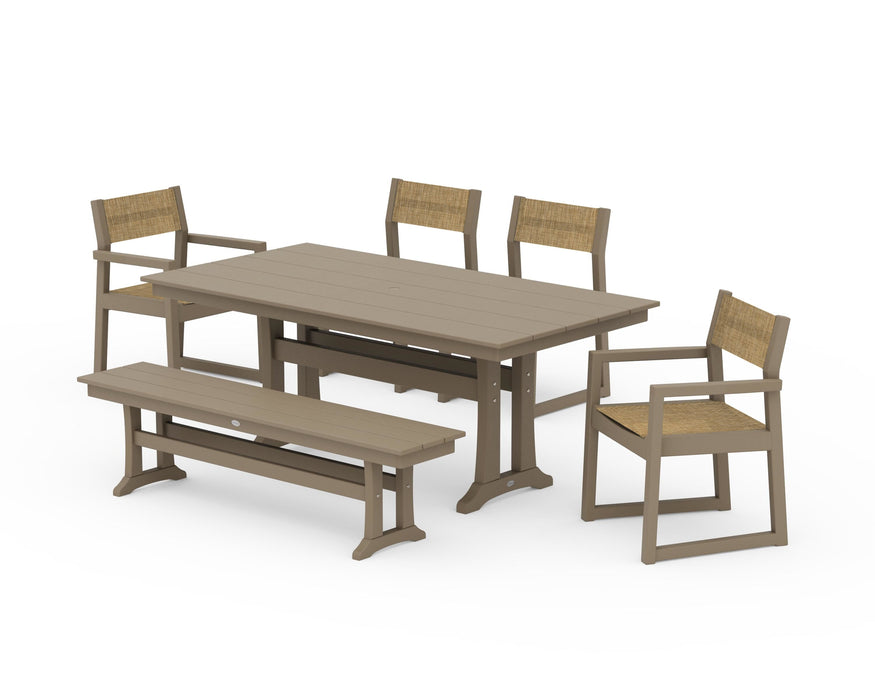 POLYWOOD® EDGE Sling 6-Piece Farmhouse Dining Set With Trestle Legs