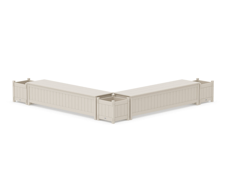 POLYWOOD® 72" Vineyard L- Shaped Planter Storage Bench Corner Set
