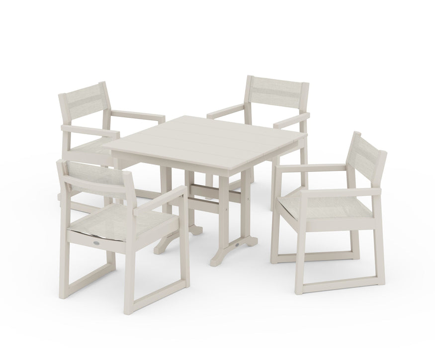 POLYWOOD® EDGE Sling Arm Chair 5-Piece Farmhouse Dining Set