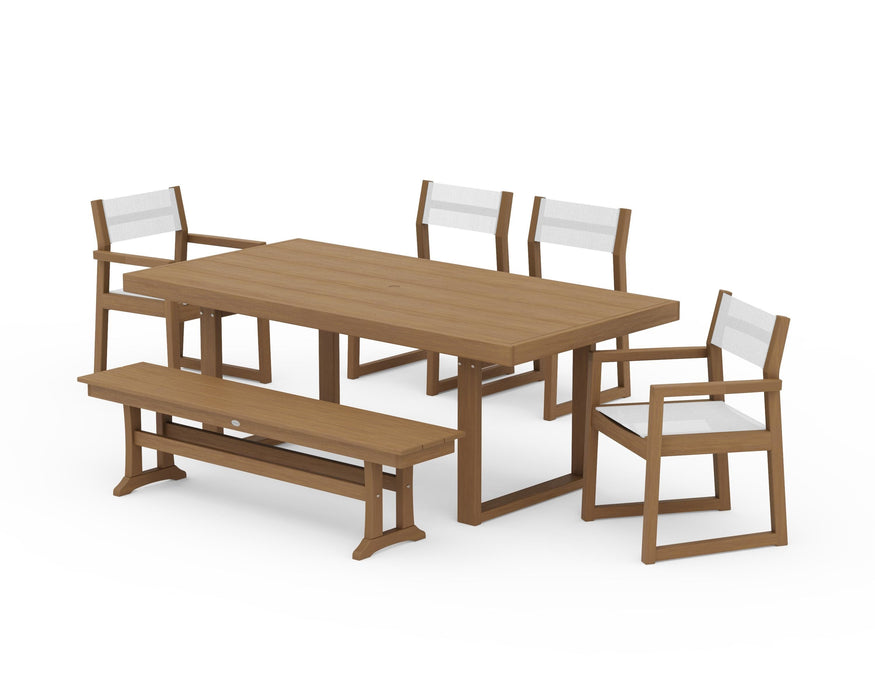 POLYWOOD® EDGE Sling 6-Piece Dining Set with Bench