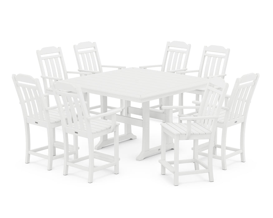 Country Living by POLYWOOD 9-Piece Square Counter Set with Trestle Legs
