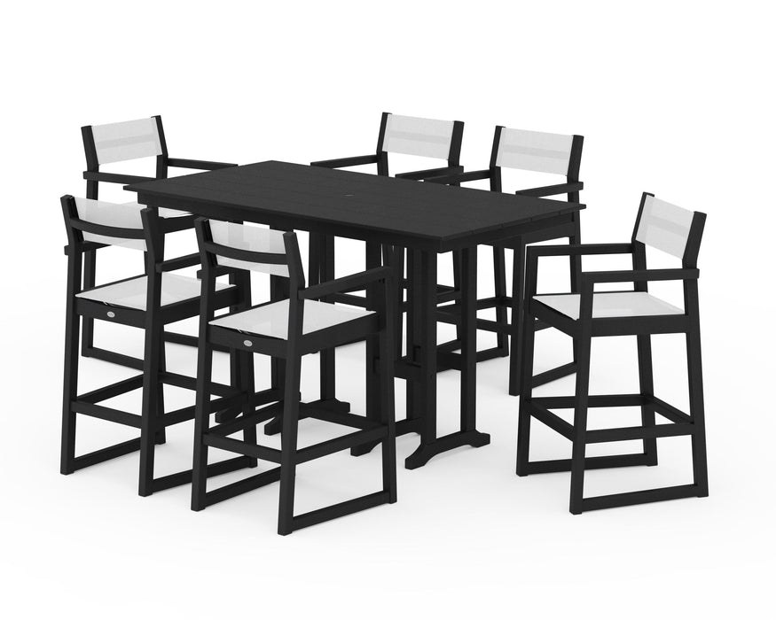 POLYWOOD® EDGE Sling Arm Chair 7-Piece Farmhouse Bar Set