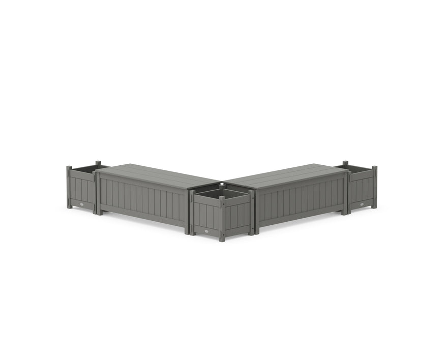 POLYWOOD® 48" Vineyard L- Shaped Planter Storage Bench Corner Set