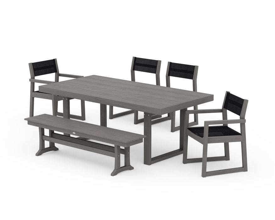 POLYWOOD® EDGE Sling 6-Piece Dining Set with Bench
